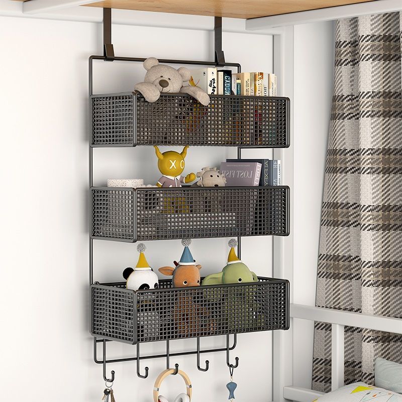 免打孔墙上置物架宿舍床头书架壁挂式收纳架墙壁悬挂分层隔板挂篮