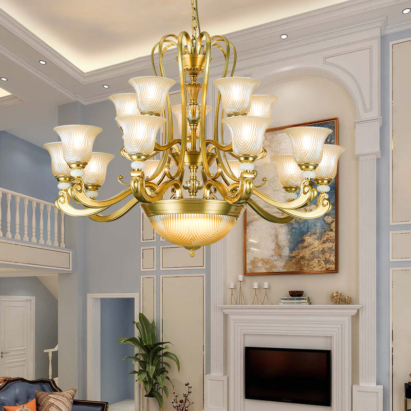 帝拿美式全铜吊灯客厅灯餐厅复古主灯卧室现代简约轻奢灯具欧式