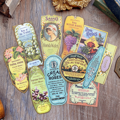 复古华丽商标贴纸玻璃瓶 TimHoltz风TN手帐装饰素材 junkjournal