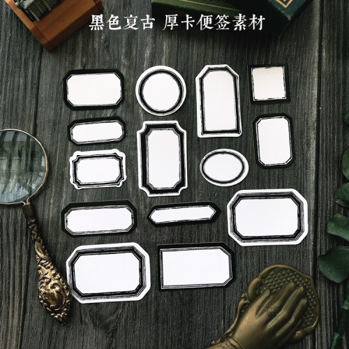 vintage手帐百搭装饰 TN 复古黑色边框 相册日记厚卡便签素材