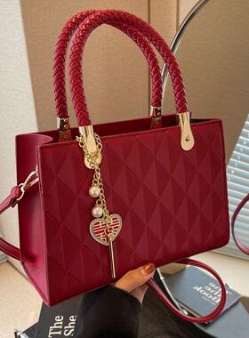 红色婚包大容量手提女包日常新娘女妈妈时尚包喜婆婆结婚包新娘包