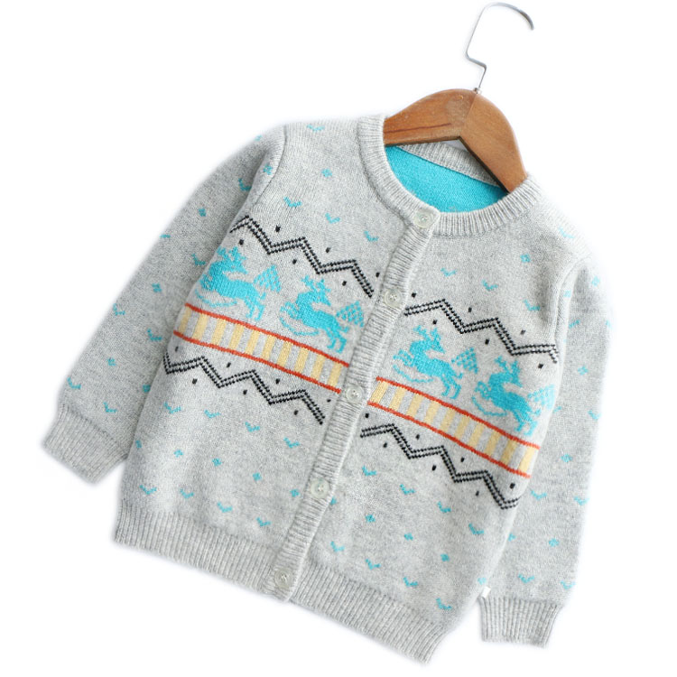 春秋男童装羊绒开衫加厚毛衣