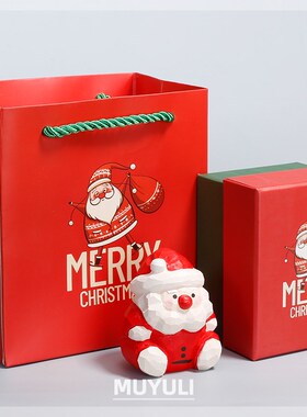 木雕圣诞老人玩偶情侣一对桌面摆件创意儿童圣诞节小礼物闺蜜礼品