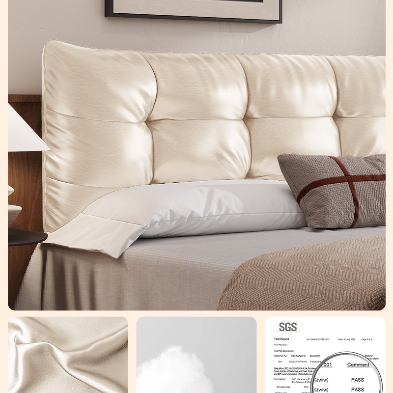 蜡油皮床头靠垫2024新款立体床头软包靠背卧室改造榻榻米床上靠枕