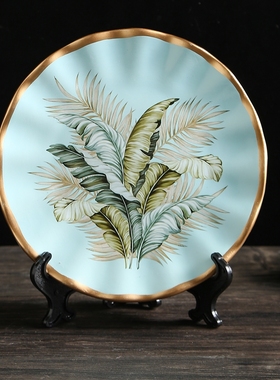 陶瓷装饰盘子摆件摆盘看盘欧式现代简约客厅电视柜酒柜装饰品摆设