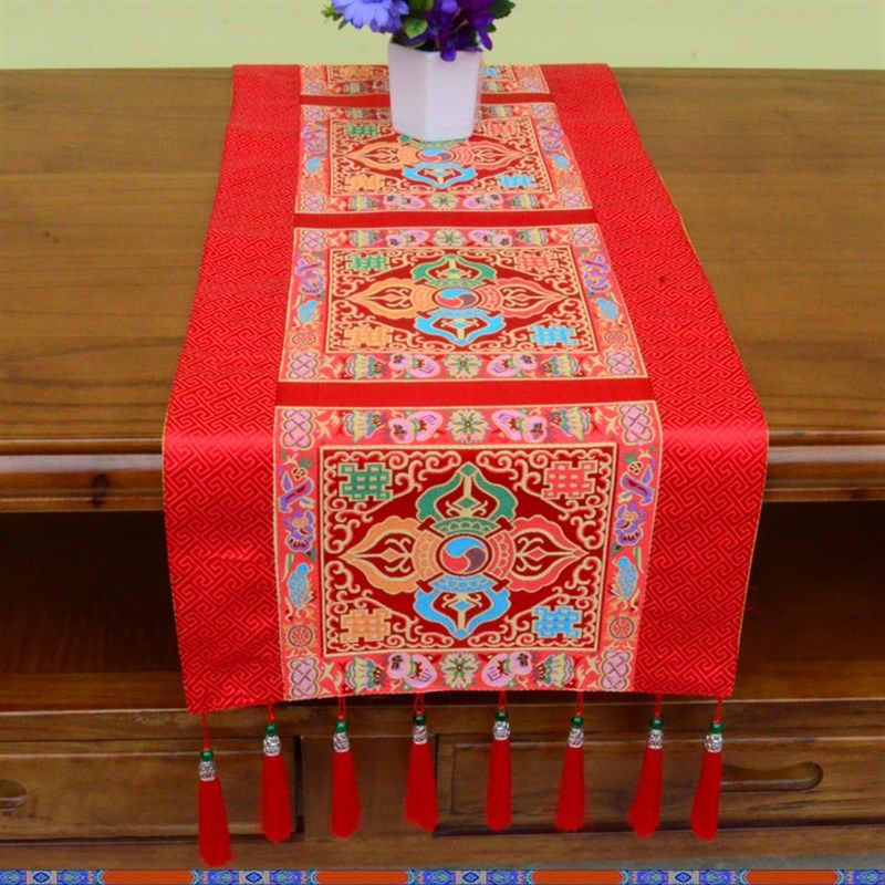 藏式佛堂装饰桌布 民族风茶几餐桌电视柜供桌 八吉祥长条桌旗家用,居家布艺,桌旗,淘宝优惠券,粉丝福利购,淘宝优惠卷