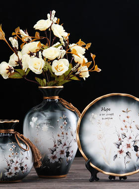 美式陶瓷花瓶摆件欧式现代客厅玄关电视柜酒柜创意家居装饰品摆设