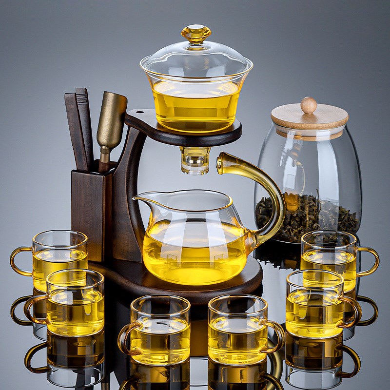 玻璃茶具套装2024新款家用功夫茶杯轻奢高档自动茶壶懒人泡茶神器