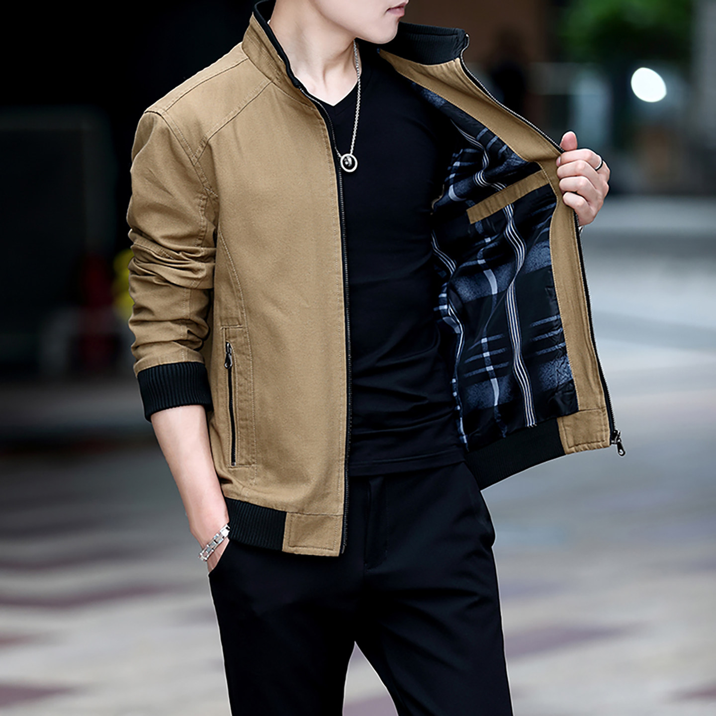 纯棉男士外套2026年新款潮流春秋款休闲青年薄款夹克韩版短款衣服