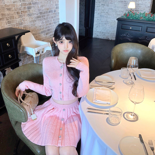 外套半裙套装 若语定制 英重工编织31羊毛珠片圆领短款 元 欧尼私服