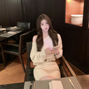 若语定制 素颜女主斜边羊毛针织毛衣显瘦包臀连衣裙女送ke11y皮带