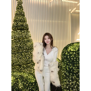 若语定制 韩女套装 纯欲气质420g环保貂绒连帽上衣裤子两件套冬季