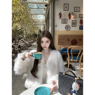 若语定制 100狐狸毛双色皮草外套高级感贵气名媛风皮草 暮光奶狐