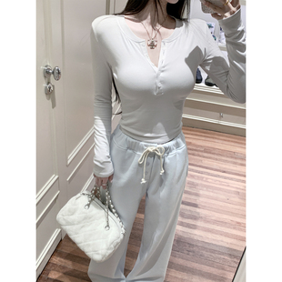 1u系神仙小t 冬季 内里磨毛修身 T恤显瘦打底衫 上衣长袖 若语定制