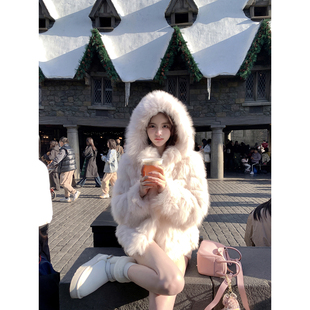 若语定制 100狐狸毛连帽皮草外套贵气高级感名媛皮草 娇憨小甜狐