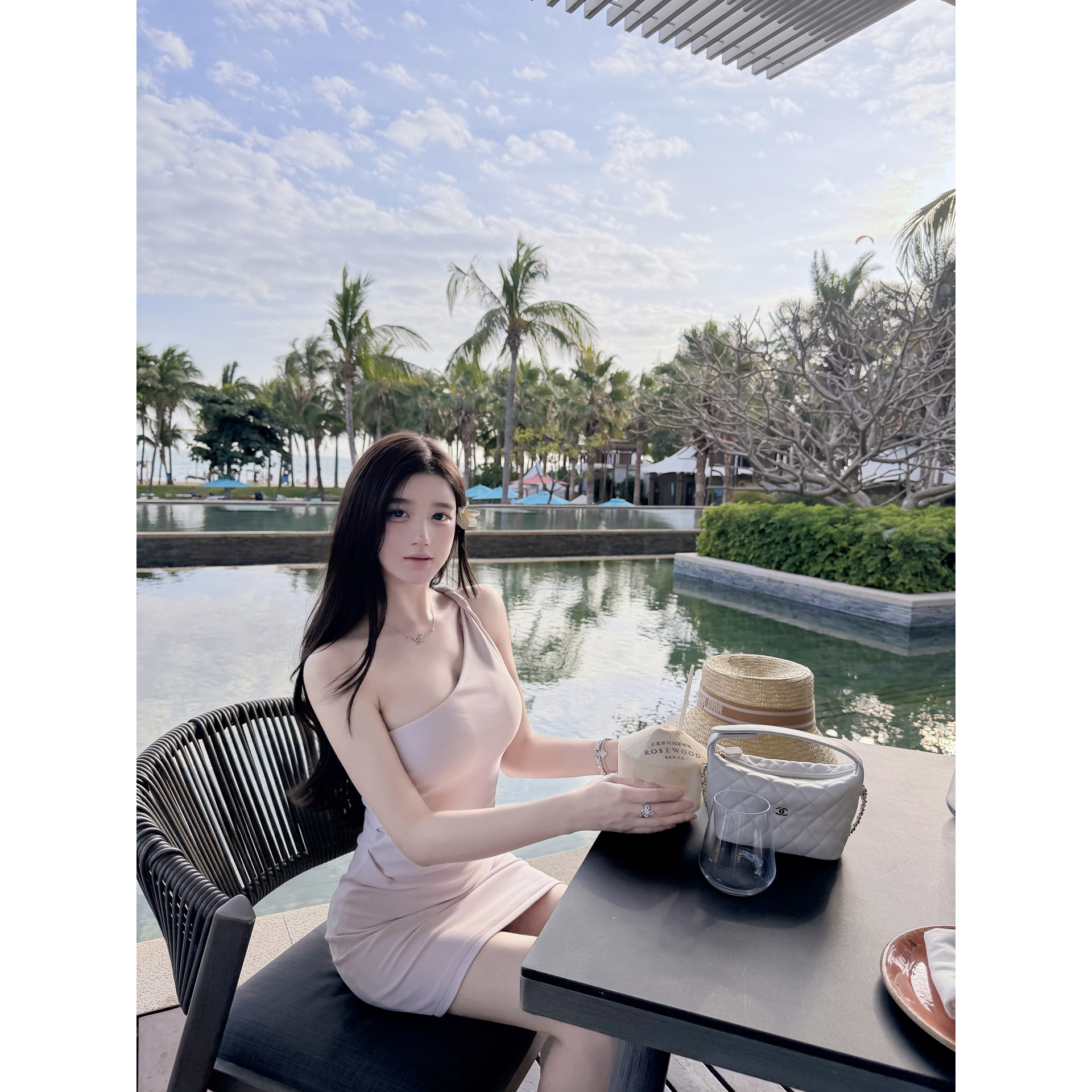 【若语3/23 20:00 新品9.5折】随意曲线 芋泥紫斜边抽褶连衣裙