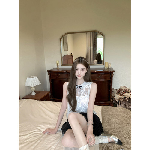 若语定制 月光少女 定位蕾丝娃娃领微透上衣6层蕾丝边蛋糕裙套装