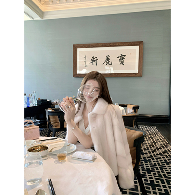 若语定制 仙女貂  进口水貂花苞袖皮草外套高级感名媛水貂毛皮草