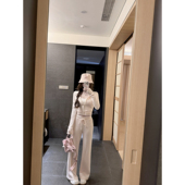 华夫格拼蕾丝连帽套装 若语定制 少女时代 纯欲气质性感显瘦上衣套