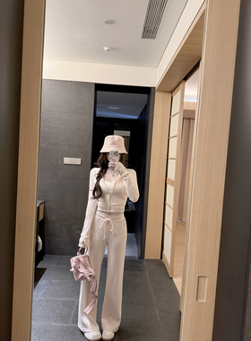 若语定制 少女时代 华夫格拼蕾丝连帽套装纯欲气质性感显瘦上衣套