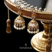 红口袋法式 复古宫廷风S925银针高级微镶风铃耳环珍珠轻奢耳饰耳坠