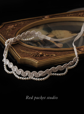 红口袋 原创手作珍珠蕾丝颈带lolita绑带choker新娘写真饰品新款