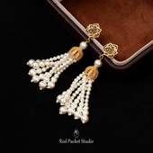 红口袋法式 复古高级感轻奢流苏珍珠耳环山茶花S925银针珍珠串耳坠