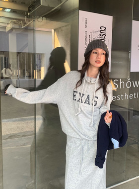 COMOS CMS 2025休闲高领抽绳套头印花女士卫衣女加厚秋冬新款