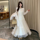 气质拼接蕾丝网纱修身 法式 SUN秀熙熙2025冬新款 连衣裙 GENTLE