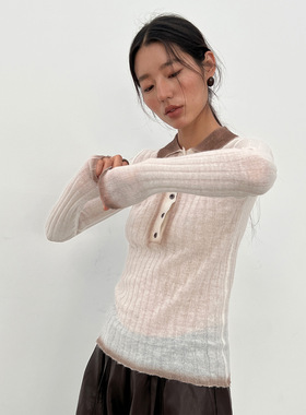 COMOS CMS 2025新款通勤风气质坑条长袖纹修身亲肤百搭针织衫女