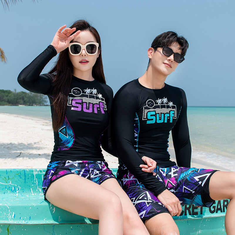 女士分体平角长袖长裤防晒浮潜泳衣男温泉速干防水母潜水服情侣冬