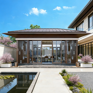 铝合金凉亭茶室现代简约阳光房别墅花园户外庭院新中式亭子定制