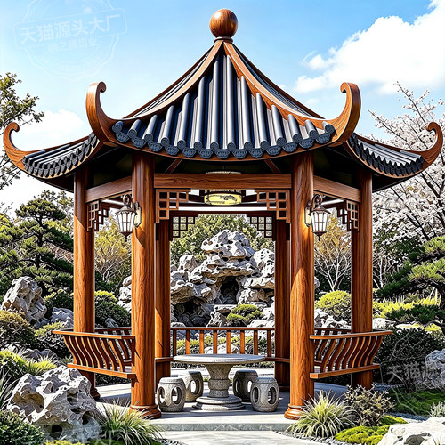 古建铝合金凉亭六角遮阳亭