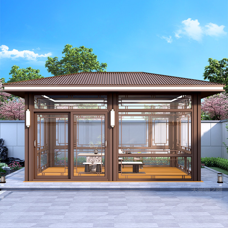 铝合金凉亭新中式亭子别墅阳光房户外现代庭院茶室花园四角亭定制