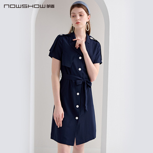 NOWSHOW朗香藏青色风衣式连衣裙212150