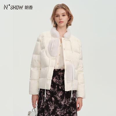 提花水貂毛装饰国风羽绒服