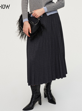 NOWSHOW朗香25冬季新品灰色百褶裙254040