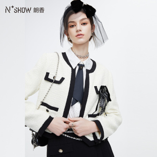 NOWSHOW朗香春季新品黑白撞色优雅小香风外套231037