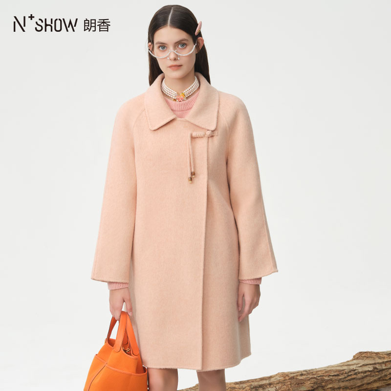 朗香双色新中式风A型羊驼绒大衣