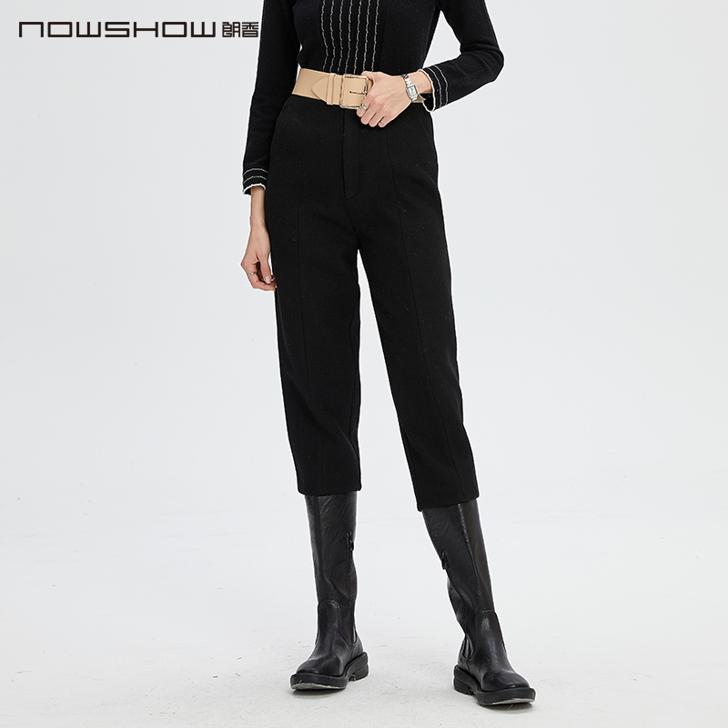 NOWSHOW朗香黑色锥形哈伦裤204042