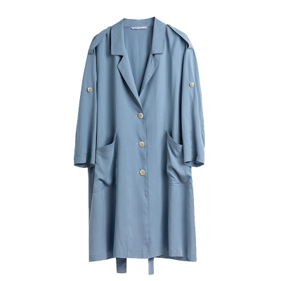 朗香nowshow迷雾蓝贴袋轻薄风衣