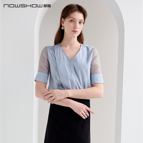 nowshow朗香褶皱装饰衬衫