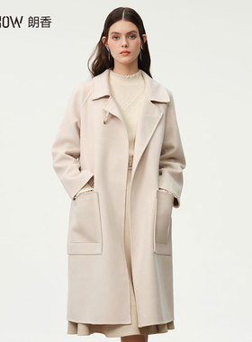 NOWSHOW朗香冬季新品羊绒外套一粒扣大帖袋双面呢大衣234031