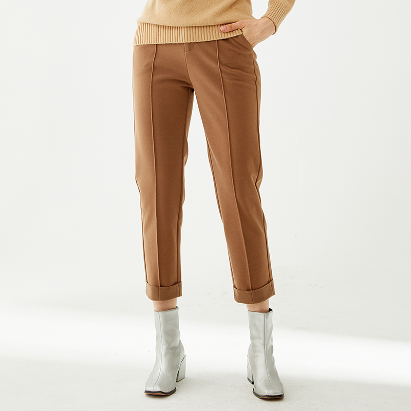 朗香显瘦棕色加绒休闲裤