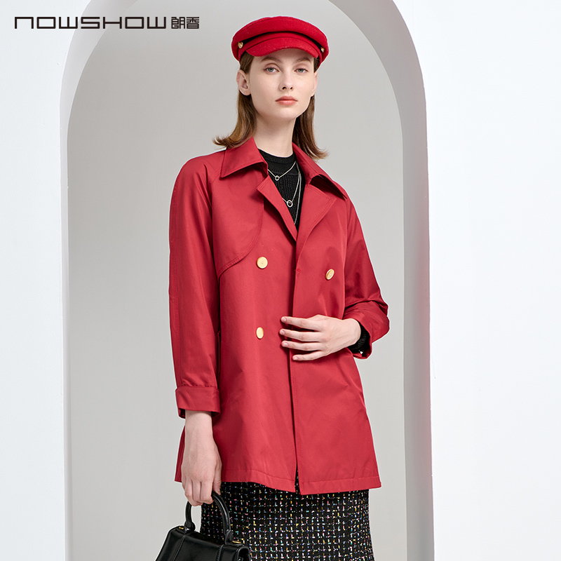 nowshow朗香红色撞黑色外套