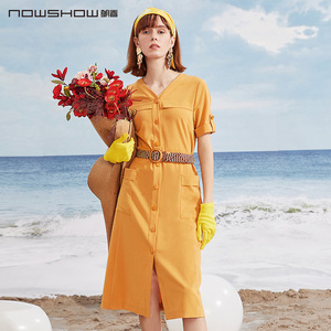 NOWSHOW朗香黄色贴袋连衣裙202084