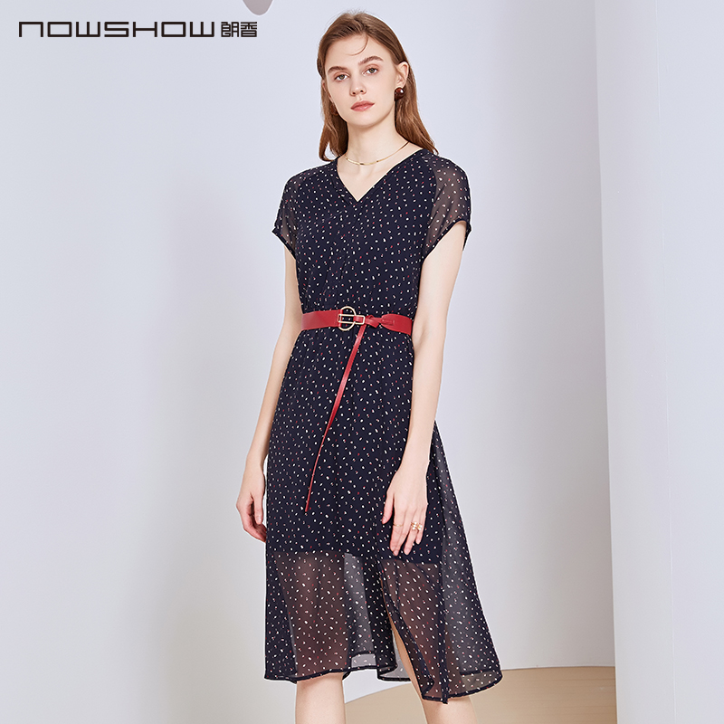 NOWSHOW朗香藏青花连衣裙202101