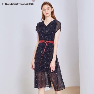 NOWSHOW朗香藏青花连衣裙202101