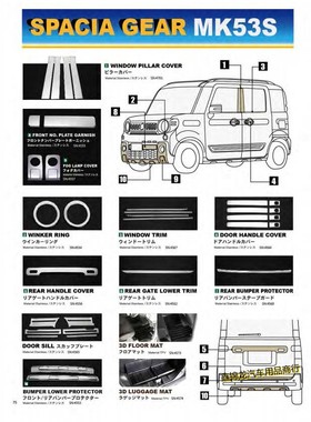 适用于铃木Spacia拉手车门内拉手中柱门边条雾灯框后护板改装饰