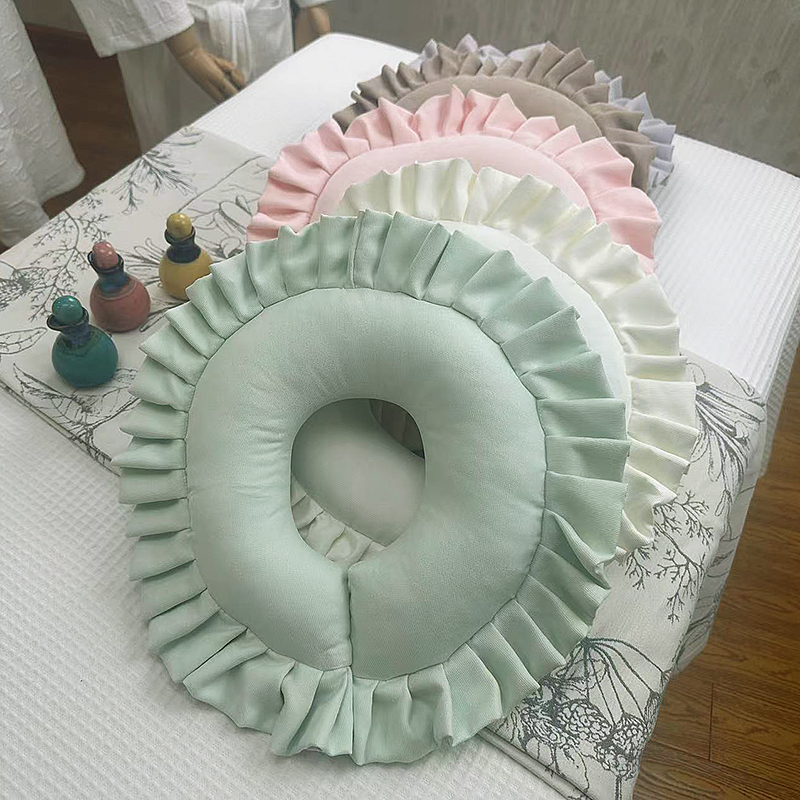 玉米绒美容院专用趴枕 U型枕双层花边美容枕可拆洗美容床洞脸垫